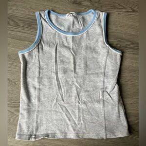 Gray Tank Top with Blue Trim